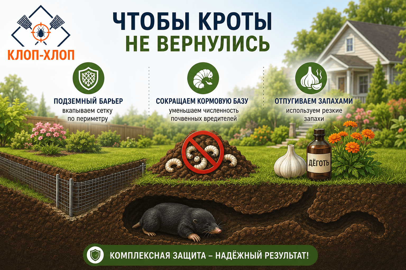 Профилактика повторного появления кротов на огороде